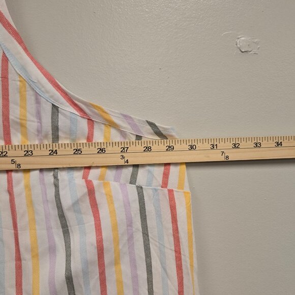 Torrid Challis Pleated Detail Rainbow Striped Sleeveless V-Neck Tank Top 4 - Picture 6 of 7